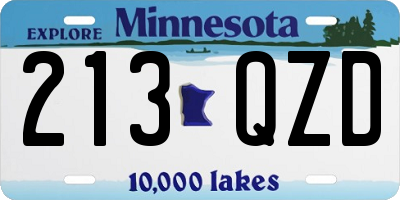 MN license plate 213QZD