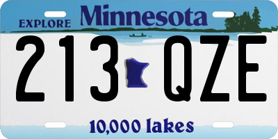 MN license plate 213QZE