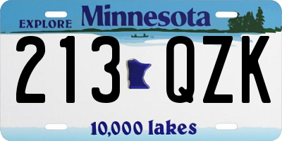 MN license plate 213QZK