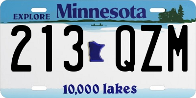 MN license plate 213QZM