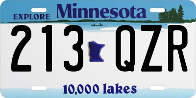 MN license plate 213QZR