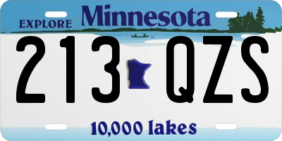 MN license plate 213QZS