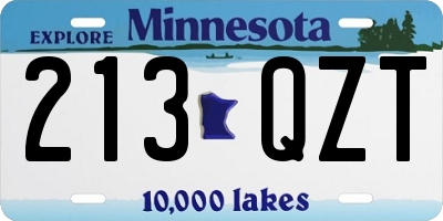 MN license plate 213QZT