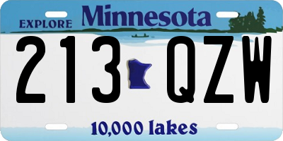 MN license plate 213QZW