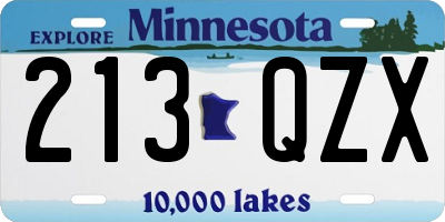 MN license plate 213QZX
