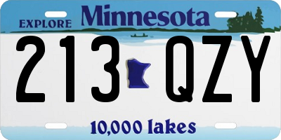 MN license plate 213QZY