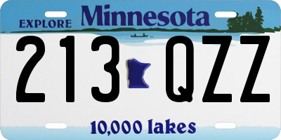 MN license plate 213QZZ