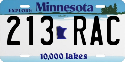 MN license plate 213RAC