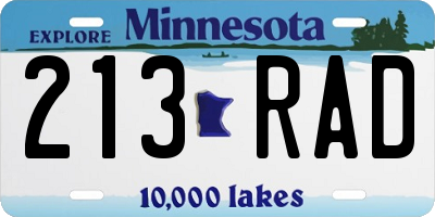 MN license plate 213RAD