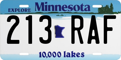 MN license plate 213RAF