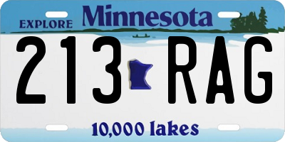 MN license plate 213RAG