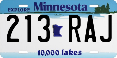 MN license plate 213RAJ