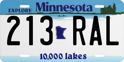 MN license plate 213RAL
