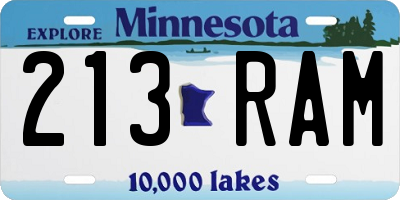 MN license plate 213RAM