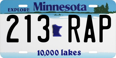 MN license plate 213RAP