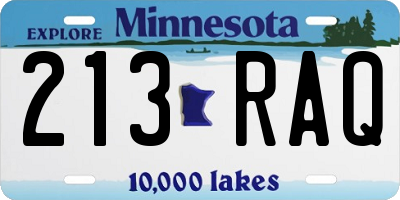 MN license plate 213RAQ