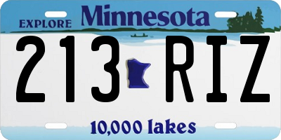 MN license plate 213RIZ