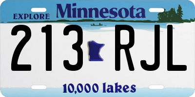 MN license plate 213RJL