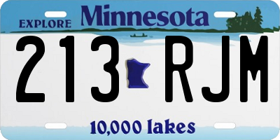 MN license plate 213RJM