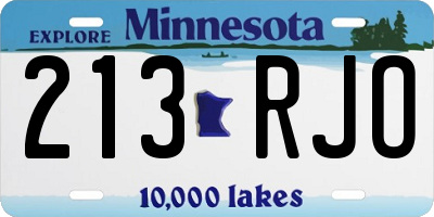 MN license plate 213RJO