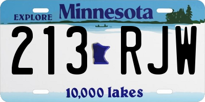 MN license plate 213RJW
