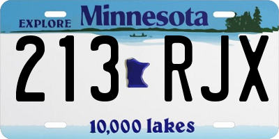MN license plate 213RJX