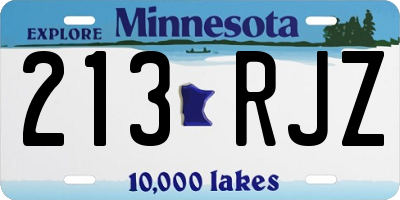 MN license plate 213RJZ
