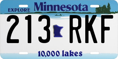 MN license plate 213RKF