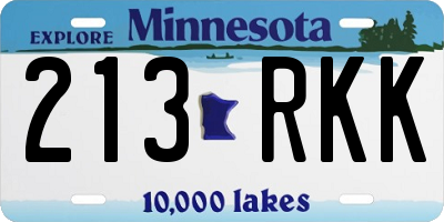 MN license plate 213RKK