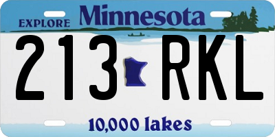 MN license plate 213RKL