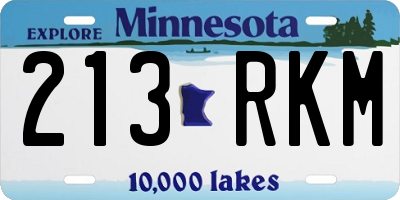 MN license plate 213RKM