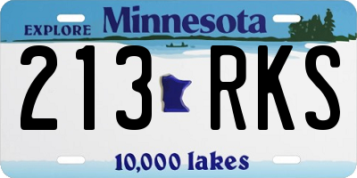 MN license plate 213RKS