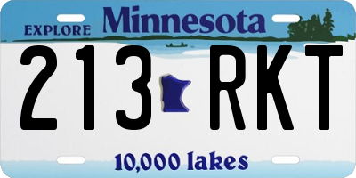 MN license plate 213RKT