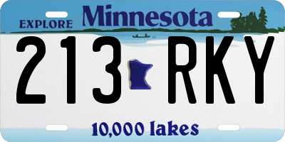 MN license plate 213RKY