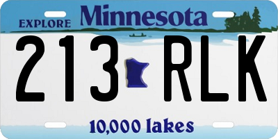 MN license plate 213RLK