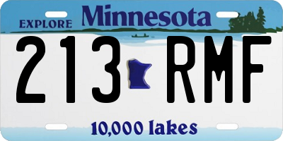 MN license plate 213RMF