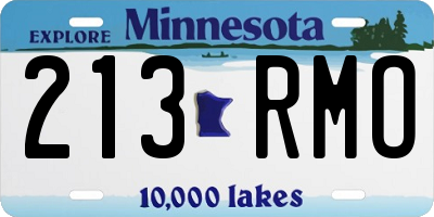 MN license plate 213RMO