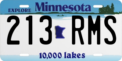 MN license plate 213RMS