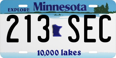 MN license plate 213SEC