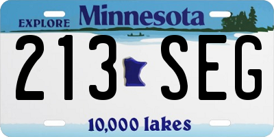 MN license plate 213SEG