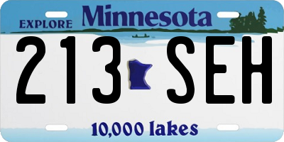 MN license plate 213SEH