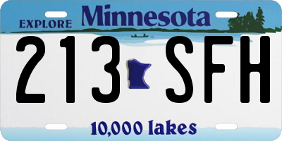 MN license plate 213SFH
