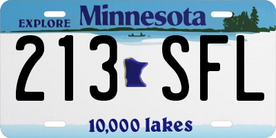 MN license plate 213SFL