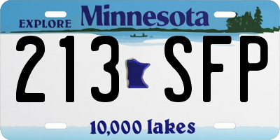MN license plate 213SFP