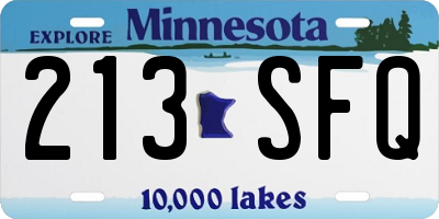 MN license plate 213SFQ