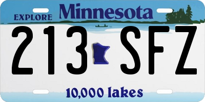 MN license plate 213SFZ