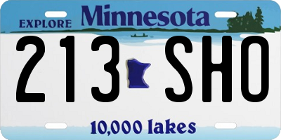 MN license plate 213SHO