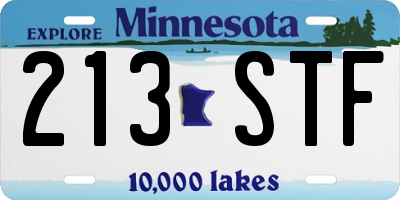 MN license plate 213STF