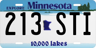 MN license plate 213STI