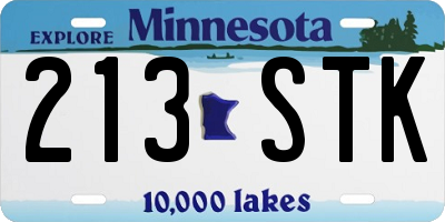 MN license plate 213STK